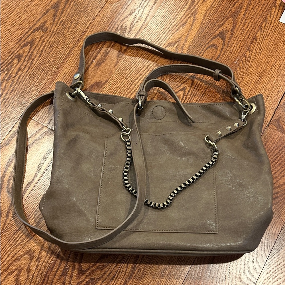 Stylish Brown Vegan Leather Tote Bag with detachable middle